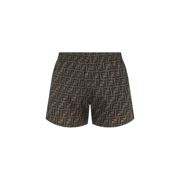 Fendi Brown Polyester Swim Shorts