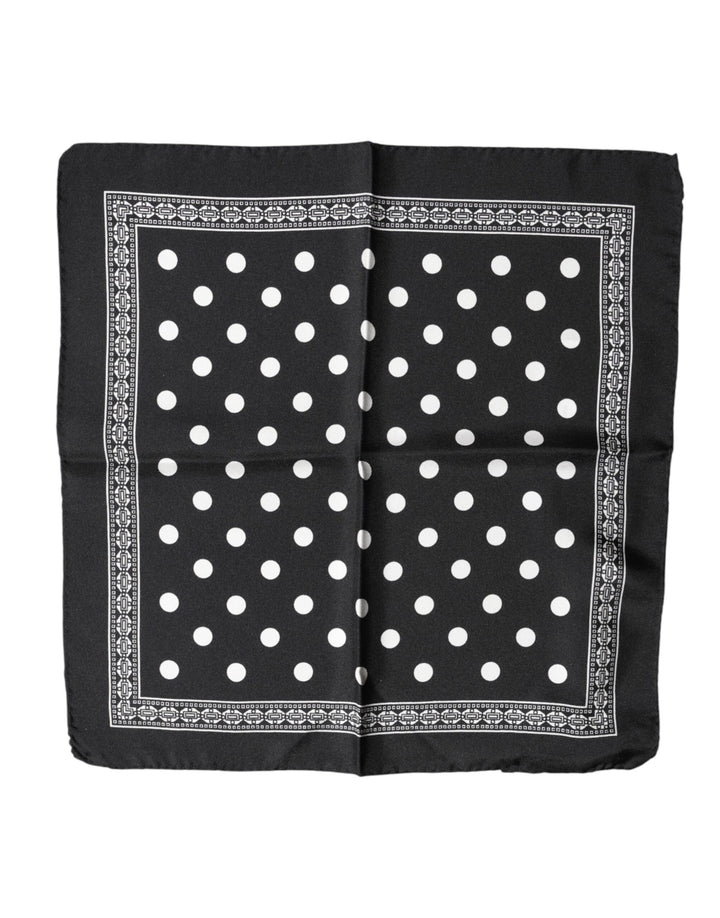 Dolce & Gabbana Black Polka Dot Square Handkerchief Scarf