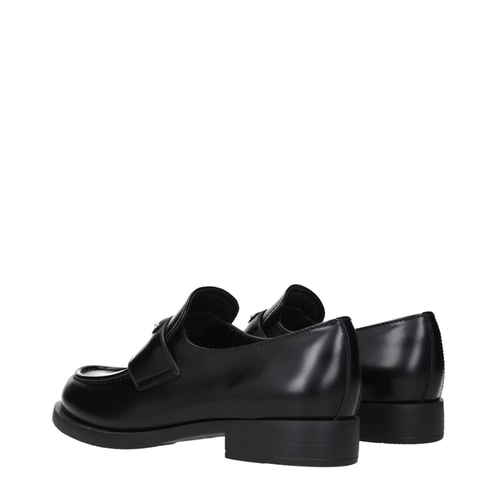 Prada Black Leather Slip-On Loafers