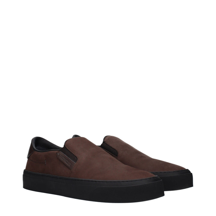Moncler Brown Leather Slip-On Loafers