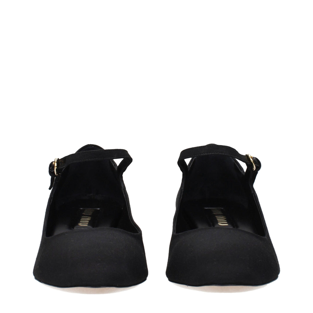 Miu Miu Black Fabric Mid Heel Pumps