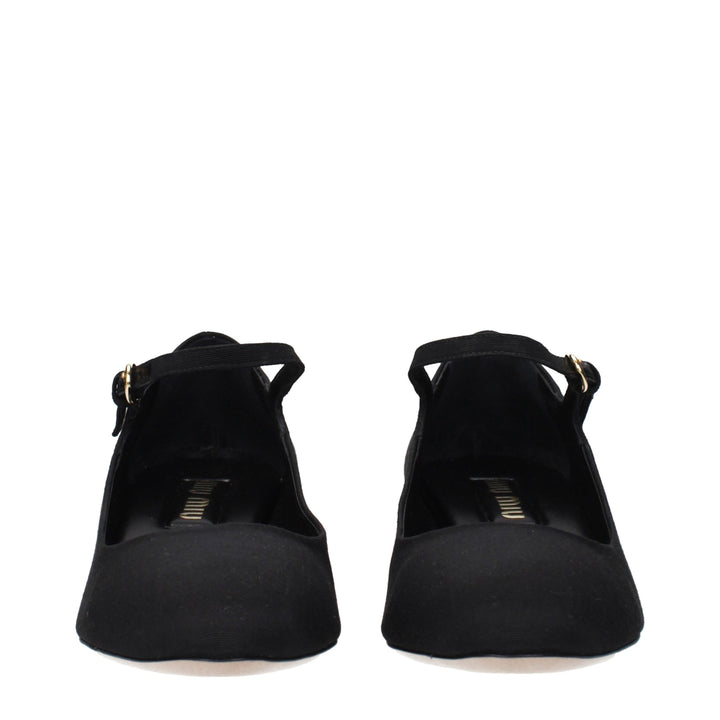 Miu Miu Black Fabric Mid Heel Pumps
