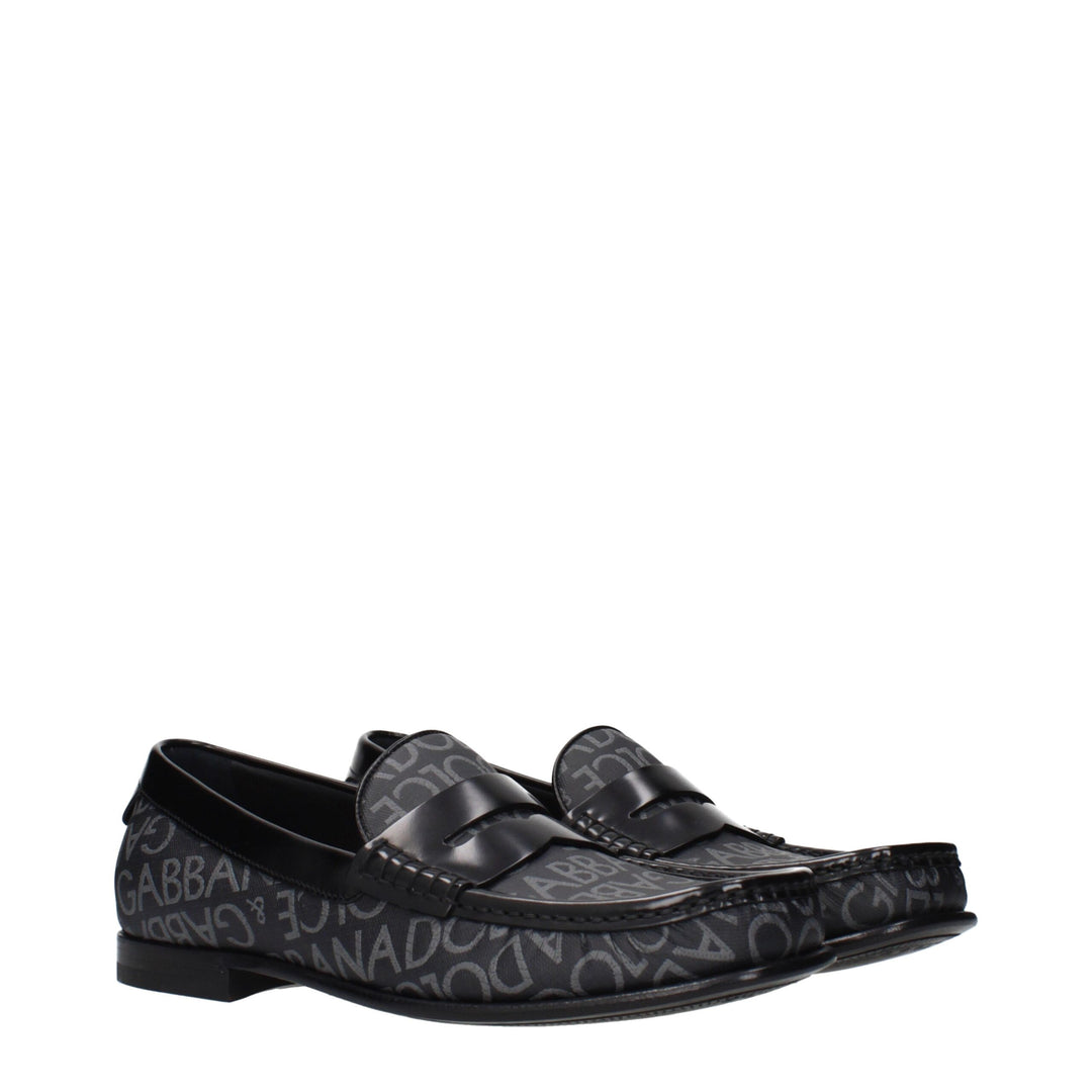 Dolce & Gabbana Black Fabric Slip-On Loafers