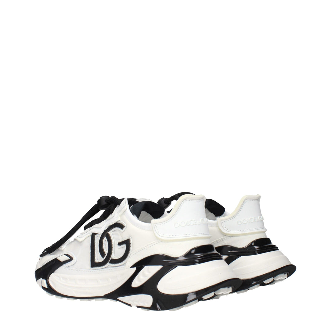 Dolce & Gabbana White Fabric Athletic Sneakers