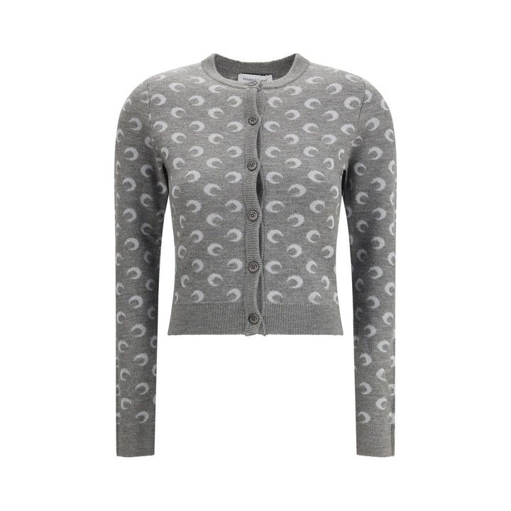 Marine Serre Gray Fleece Wool Cardigan