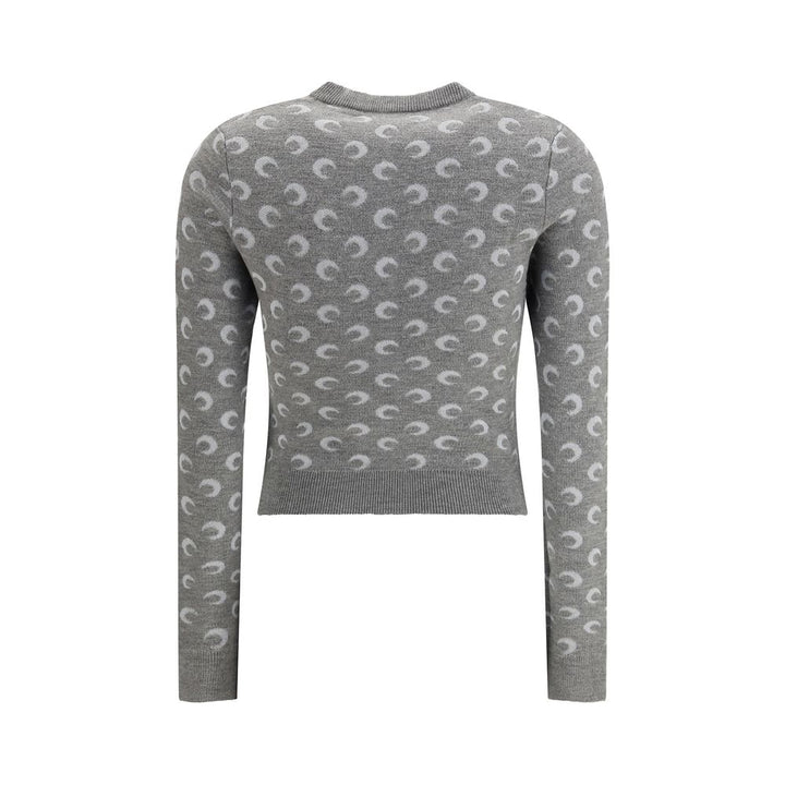 Marine Serre Gray Fleece Wool Cardigan