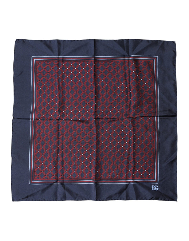Dolce & Gabbana Blue Red Patterned Silk Square Foulard Scarf