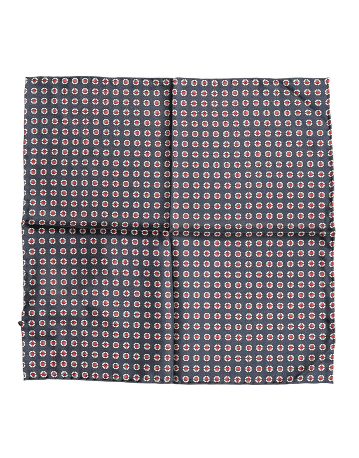 Dolce & Gabbana Blue Patterned Silk Square Handkerchief Scarf