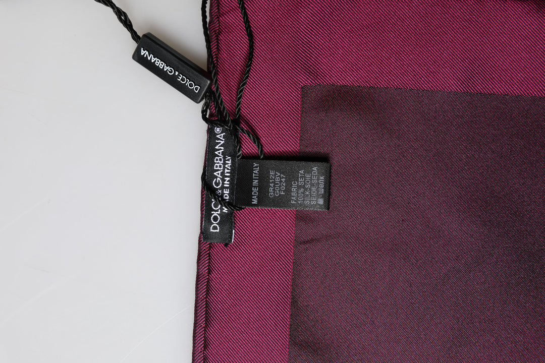 Dolce & Gabbana Maroon Silk Lace Stole Square Foulard Scarf
