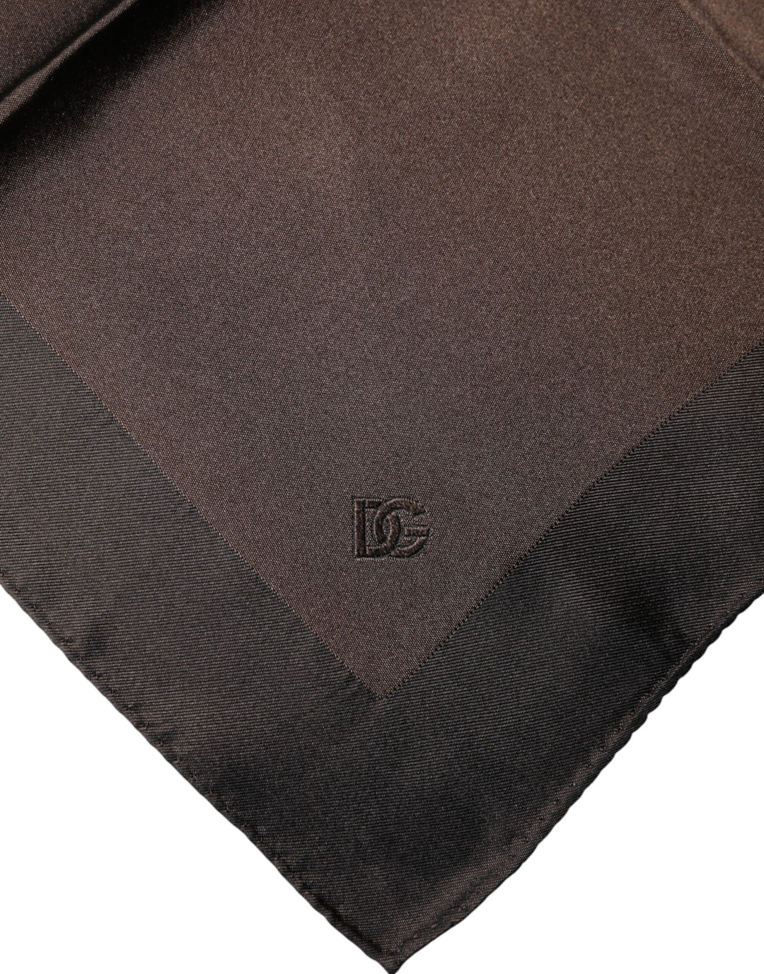 Dolce & Gabbana Brown Logo Silk Square Handkerchief Scarf