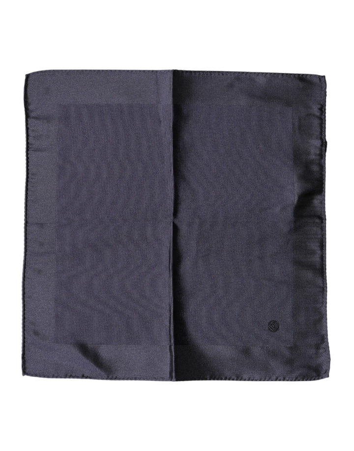 Dolce & Gabbana Blue Logo Silk Men Square Handkerchief Scarf