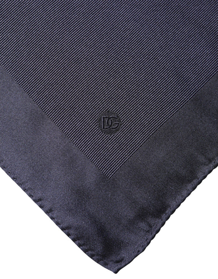 Dolce & Gabbana Blue Logo Silk Men Square Handkerchief Scarf