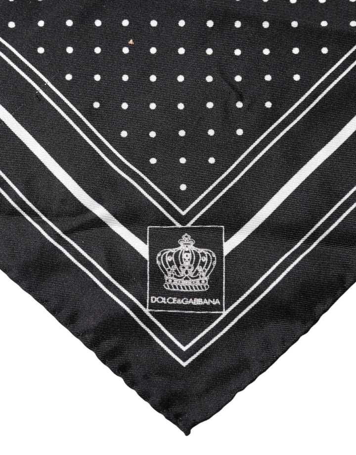 Dolce & Gabbana Scarf Black Poka Dot Men Square Handkerchief