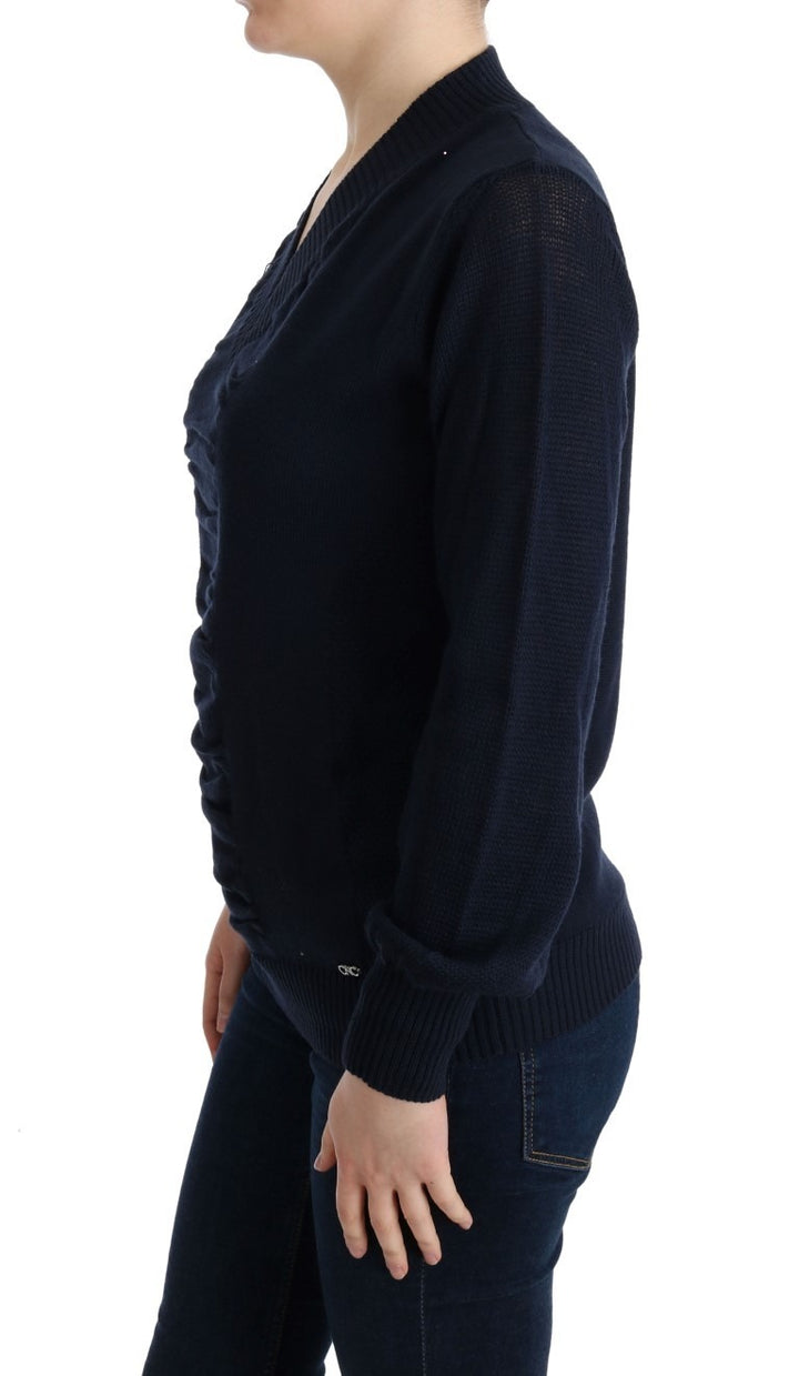 Costume National Blue V-Neck Lightweight Jumper Sweater
