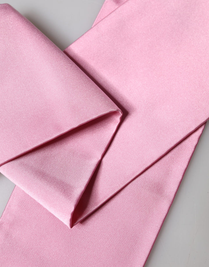 Dolce & Gabbana Pink Silk Fringes Neck Wrap Foulard Scarf