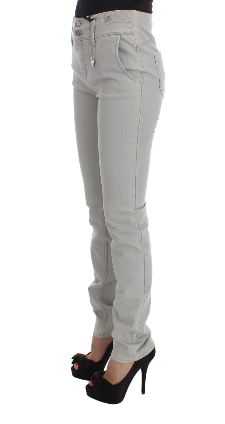 Costume National Pants Gray Cotton Blend Super Slim Fit Jeans