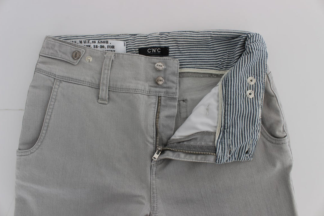 Costume National Pants Gray Cotton Blend Super Slim Fit Jeans