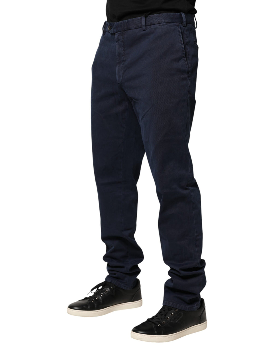 Santaniello Dark Blue Mid Waist Skinny Chino Trouser Pants