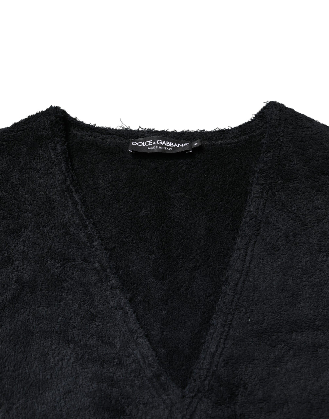 Dolce & Gabbana Black Cotton V-Neck Men Sweatshirt Sweater