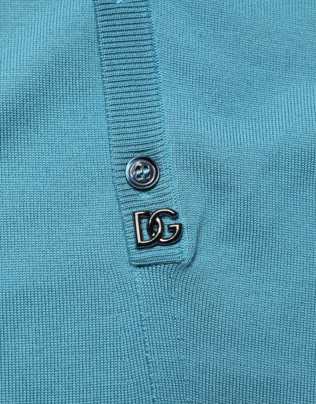Dolce & Gabbana Teal Wool Collared Polo Pullover Sweater