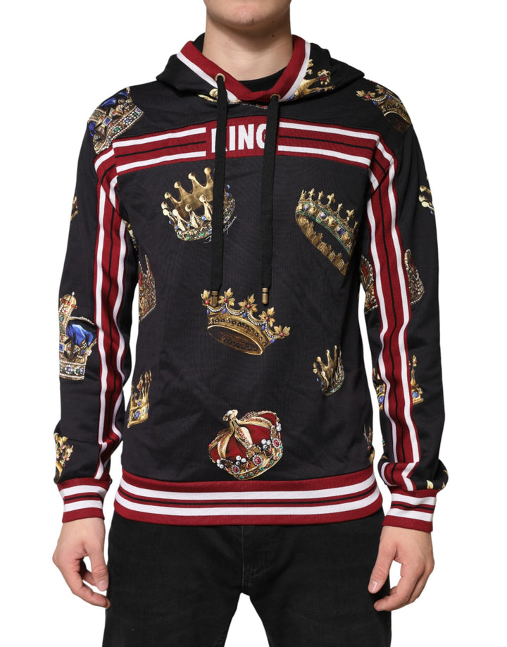 Dolce & Gabbana Black King Crown Hooded Sweatshirt Sweater