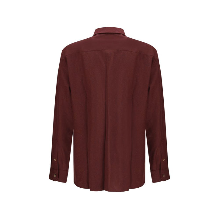 Brunello Cucinelli Bordeaux Fleece Wool Pattern Shirt
