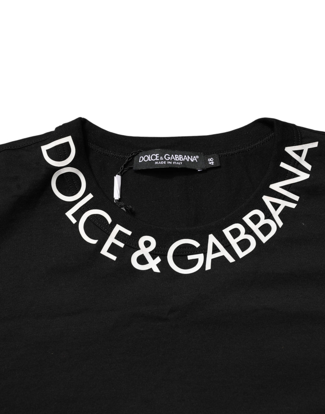 Dolce & Gabbana Black Logo Print Cotton Crewneck Men T-shirt