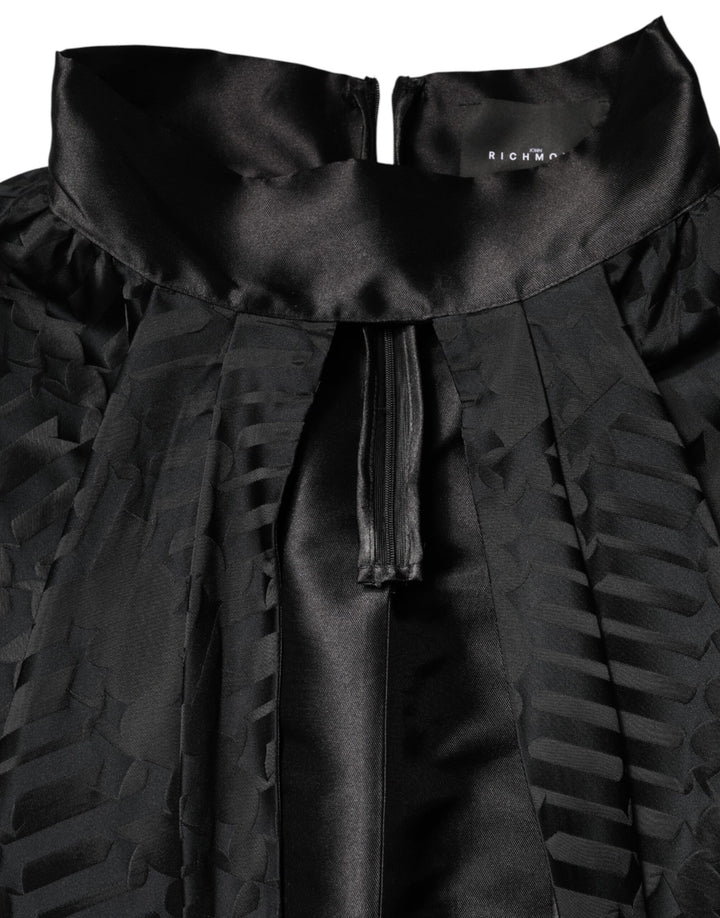 John Richmond Black Jacquard Deep V-neck Sleeveless 2 Pc Dress