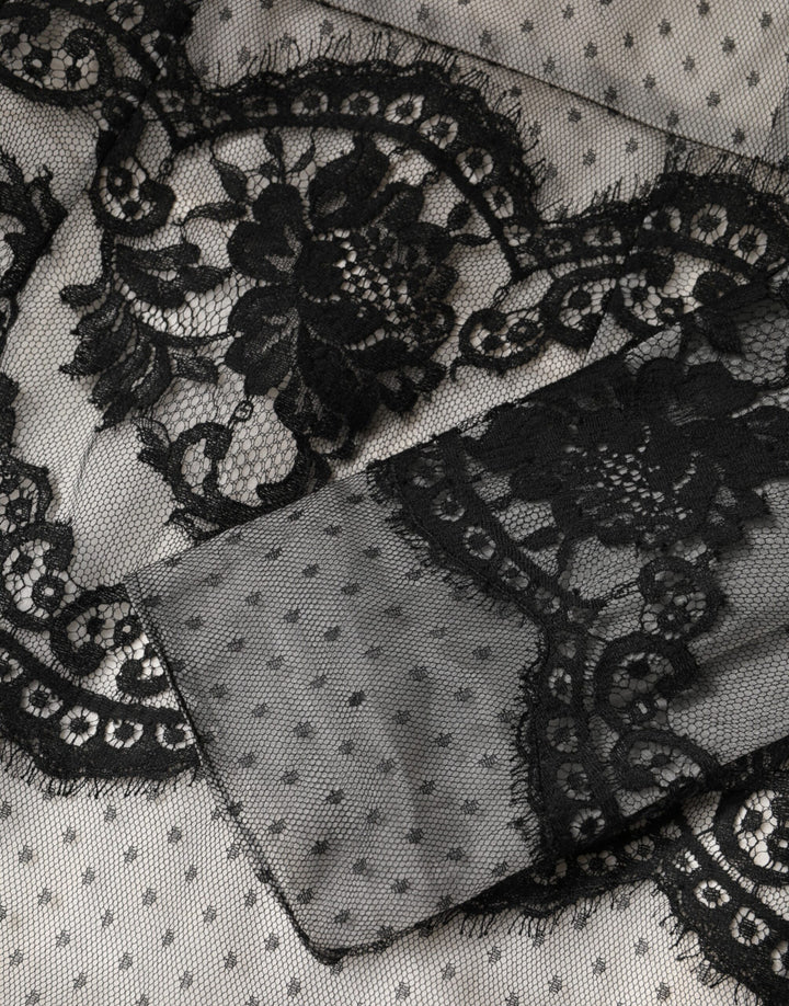 Dolce & Gabbana Black White Lace Silk Blend MaxiSheath Dress