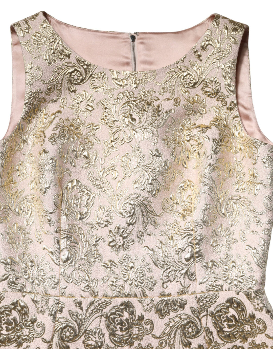Dolce & Gabbana Beige Gold Floral Brocade Sleeveless Dress