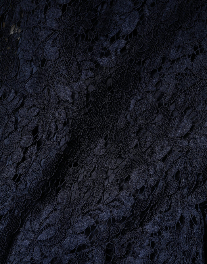 Dolce & Gabbana Blue Lace Ruffle A-line Knee Length Dress