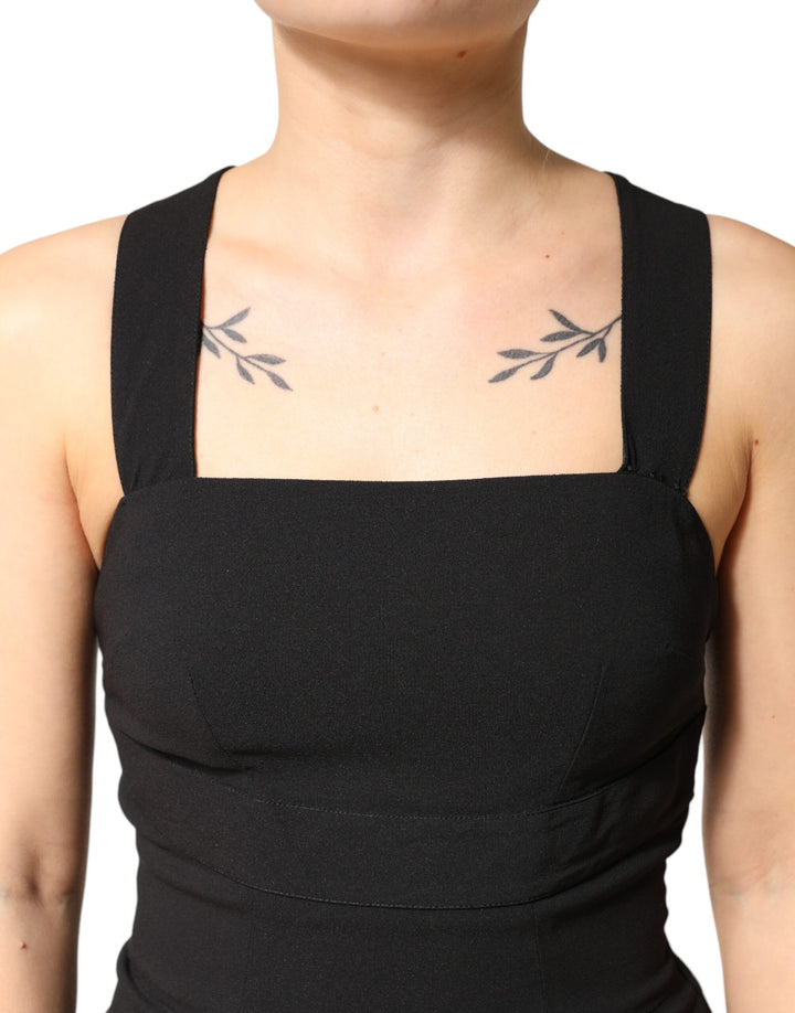 Dolce & Gabbana Black Square Neck Sleeveless Midi Dress