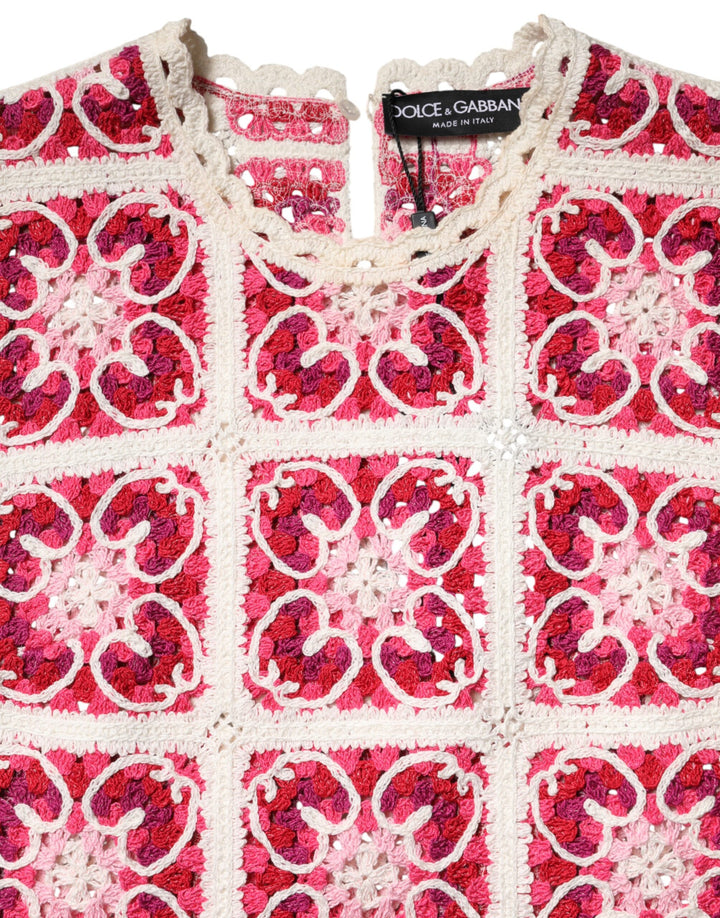 Dolce & Gabbana Multicolor Brick Stitched Crochet Mini Dress