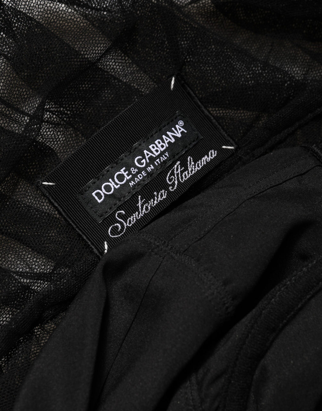 Dolce & Gabbana Black V-Neck Ruched Lace Hem Midi Dress