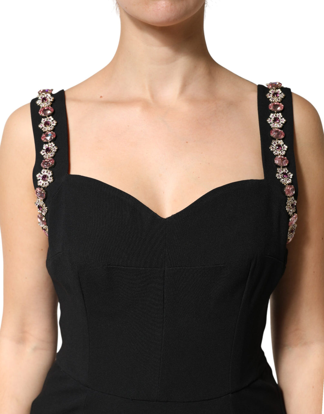 Dolce & Gabbana Black Embellished Bodycon Long Gown Dress