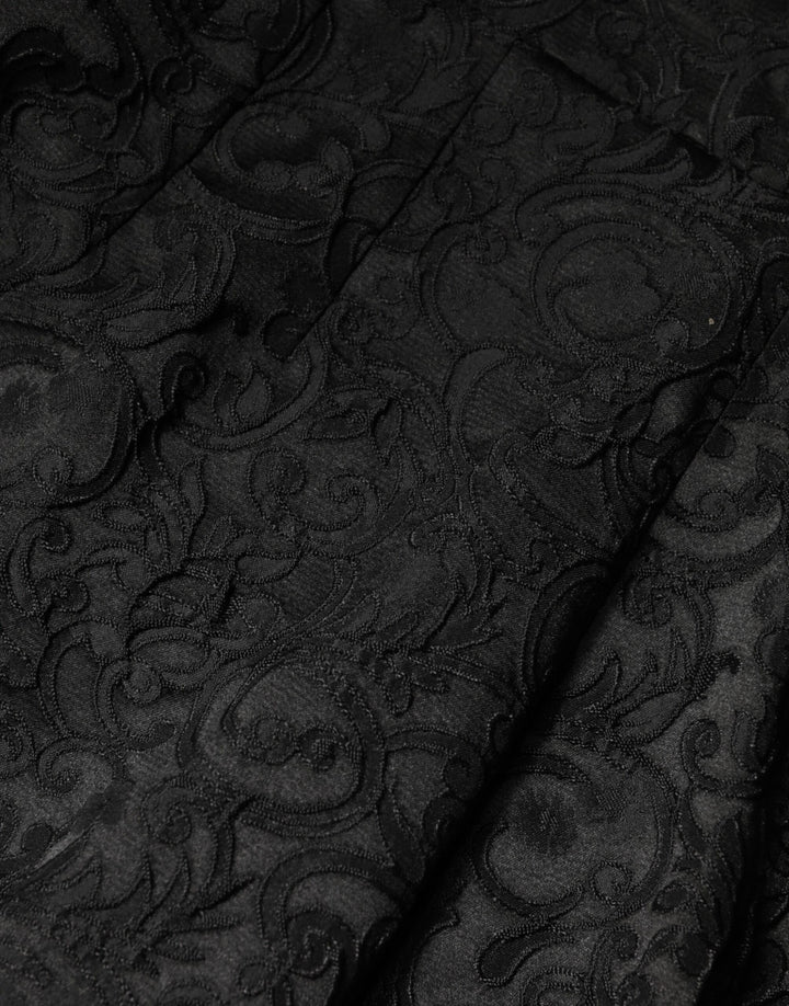 Dolce & Gabbana Black Floral Brocade High Waisted Trouser Pants