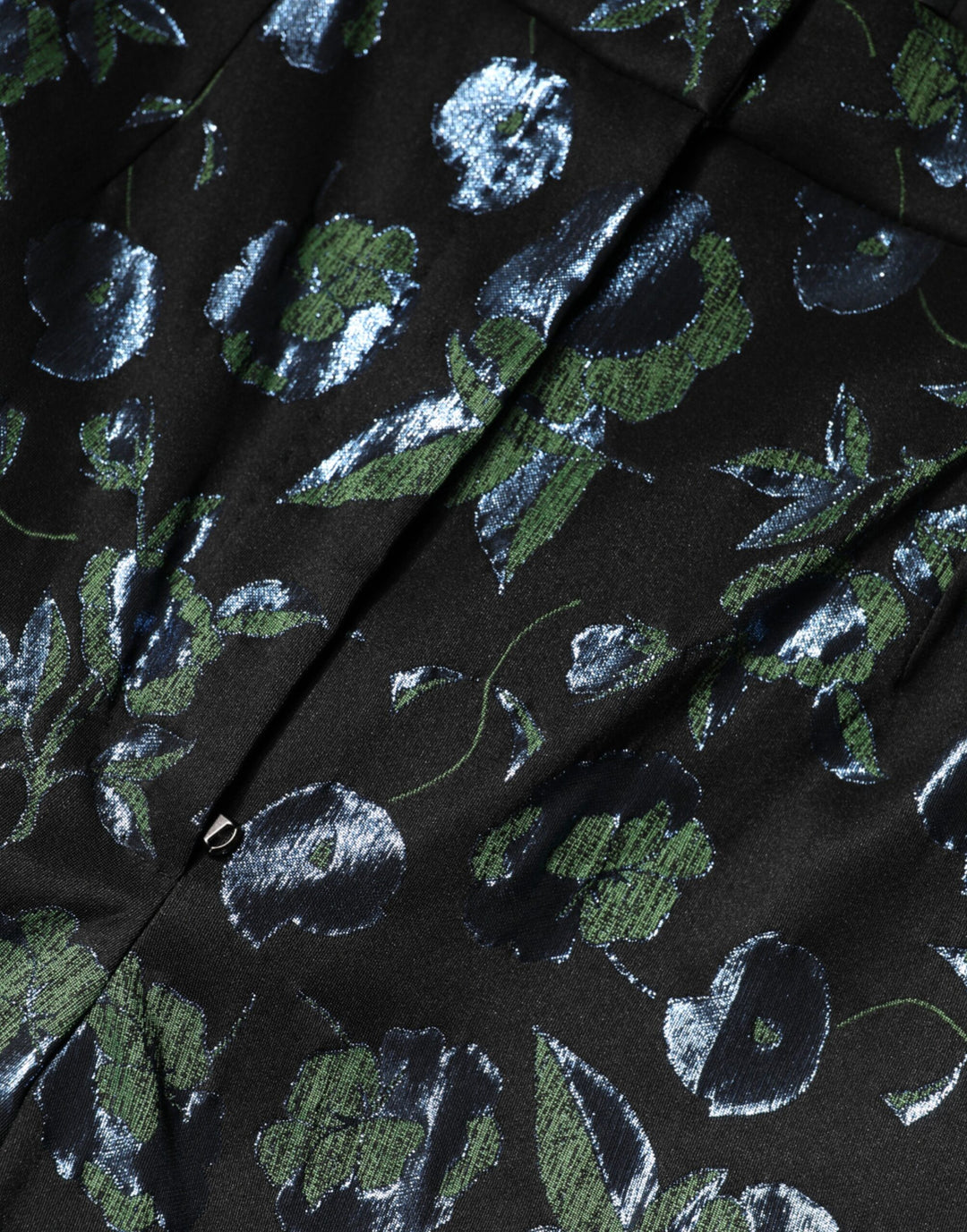 Dolce & Gabbana BlueGreen Floral Metallic Slim Trouser Pants