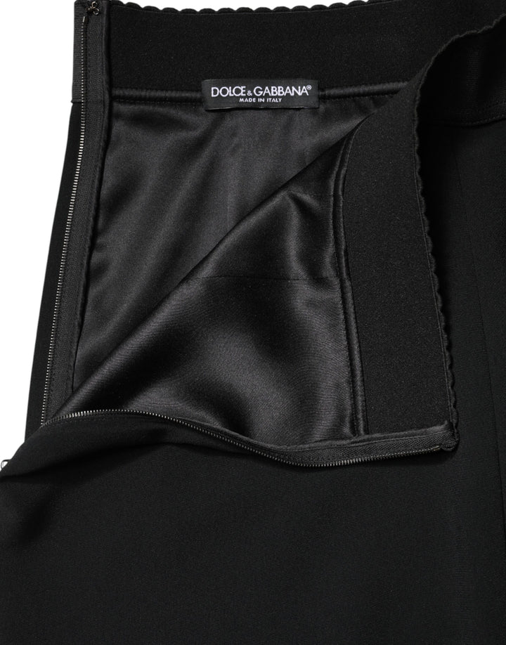 Dolce & Gabbana Black Mid Waist A-line Knee Length Skirt