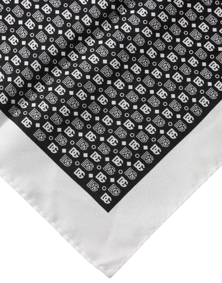 Dolce & Gabbana White Black Patterned Square Foulard Scarf