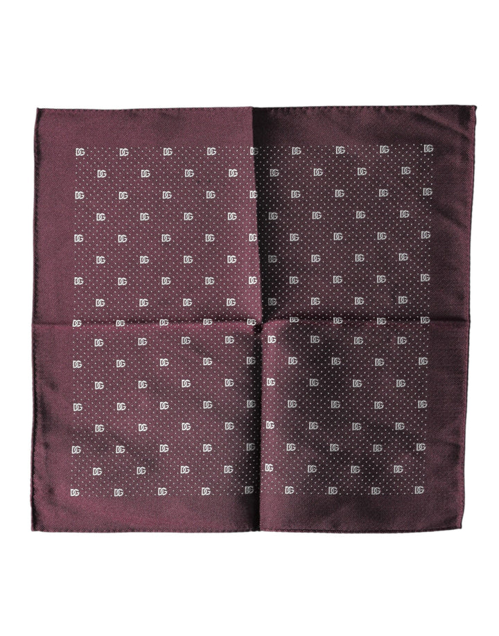 Dolce & Gabbana Maroon Logo Silk Square Handkerchief  Scarf