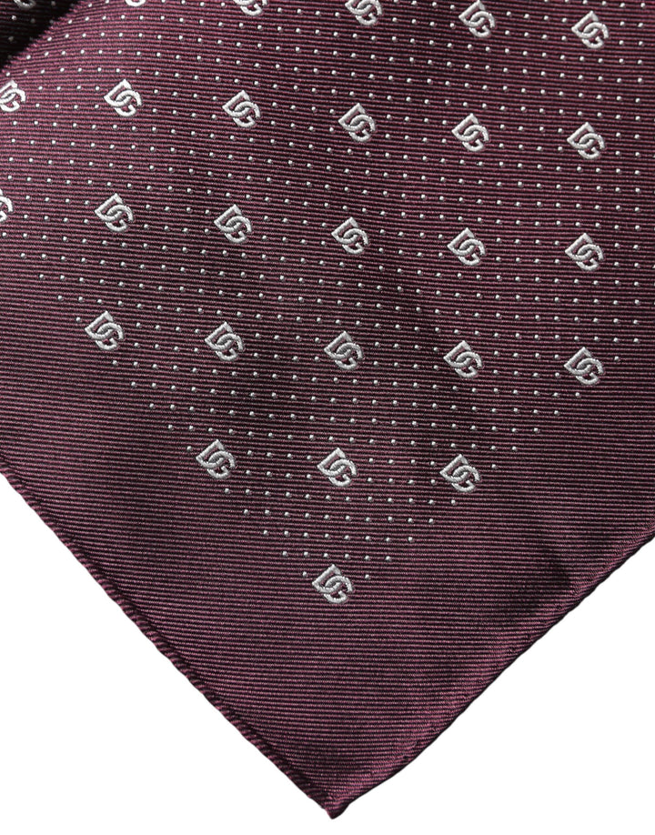 Dolce & Gabbana Maroon Logo Silk Square Handkerchief  Scarf