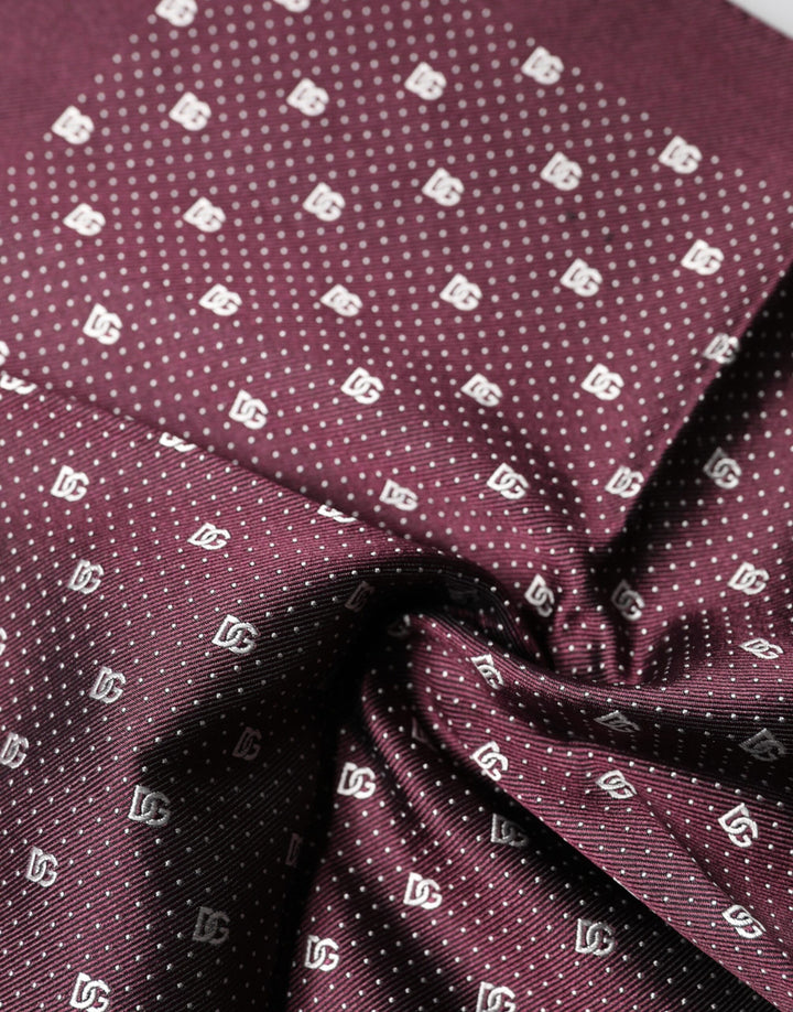 Dolce & Gabbana Maroon Logo Silk Square Handkerchief  Scarf