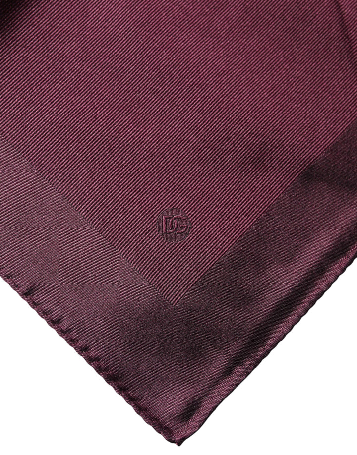 Dolce & Gabbana Maroon Logo Silk Square Handkerchief Scarf