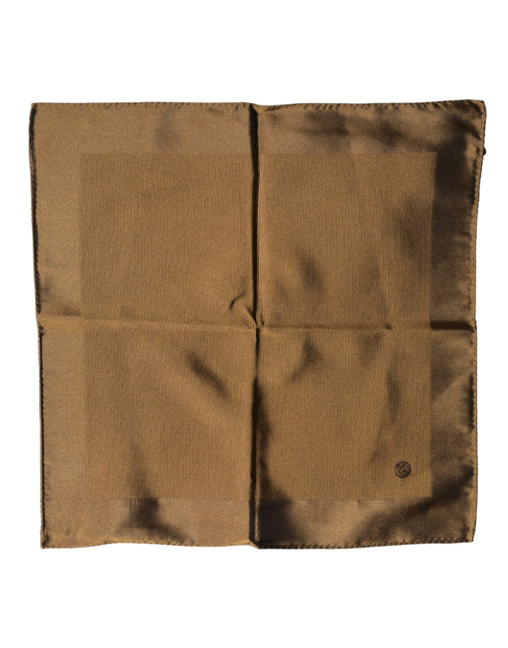 Dolce & Gabbana Brown Logo Silk Men Square Handkerchief Scarf
