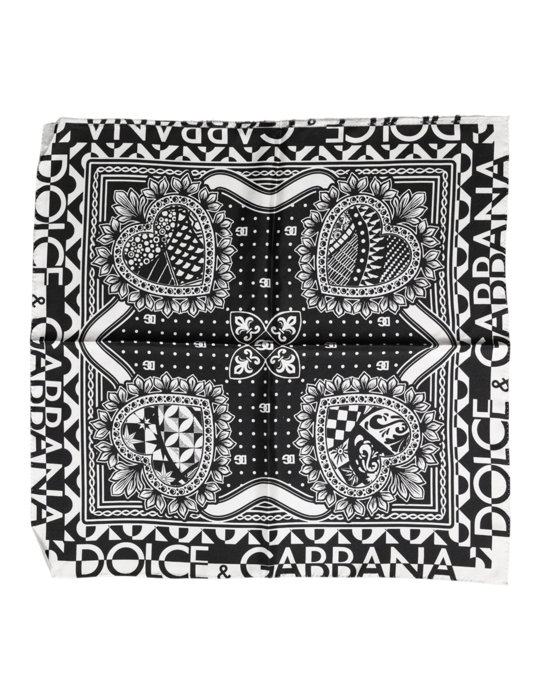 Dolce & Gabbana Black Bandana Print Silk Neck Foulard Scarf