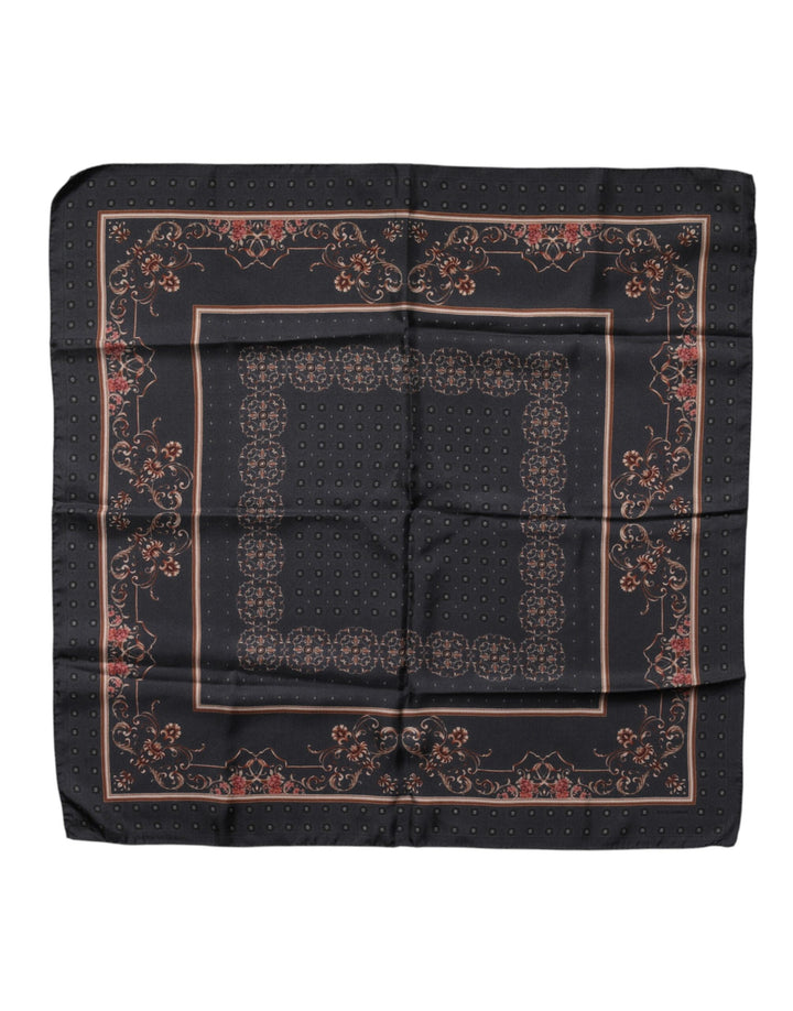 Dolce & Gabbana Black Patterned Square Foulard Scarf
