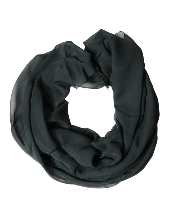 Dolce & Gabbana Dark Green Silk Neck Wrap Foulard  Scarf