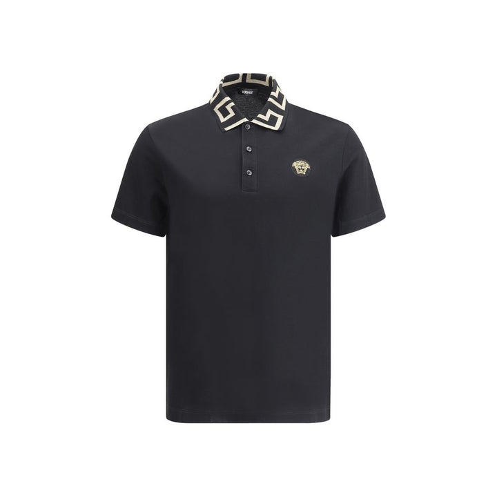 Versace Black Cotton Polo Shirt