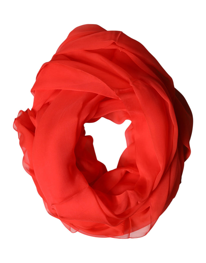 Dolce & Gabbana Red Stole Silk Neck Wrap Shawl Scarf