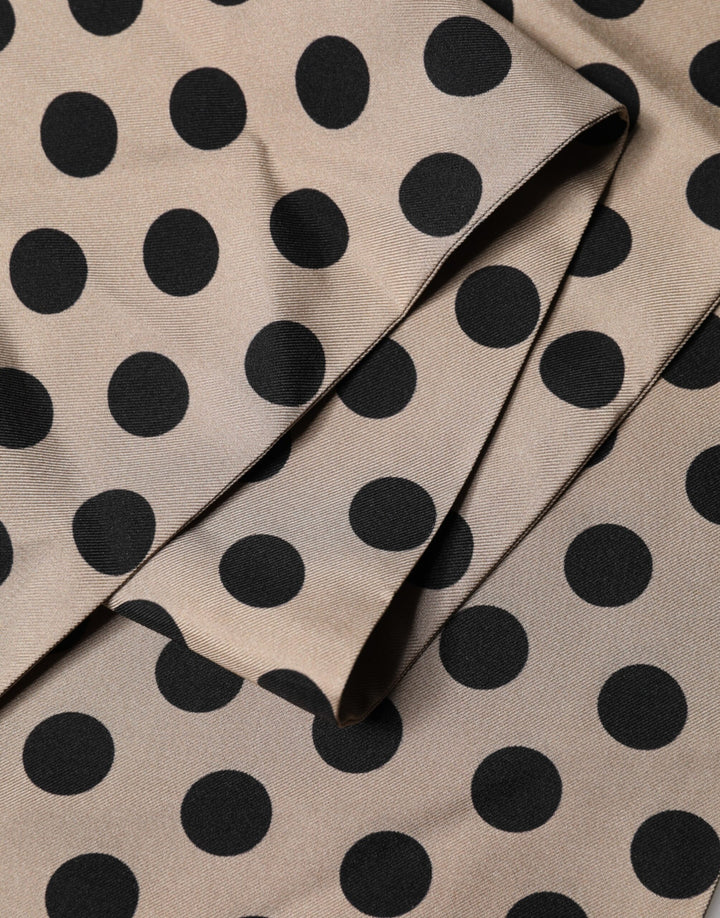 Dolce & Gabbana Brown Polka Dot Silk Fringes Foulard Scarf